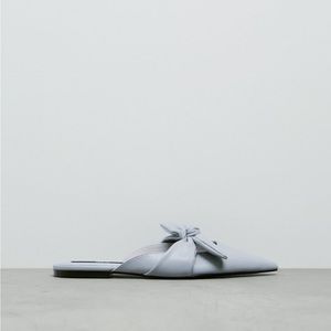 ZARA NWT LOW HEEL MULES WITH BOW